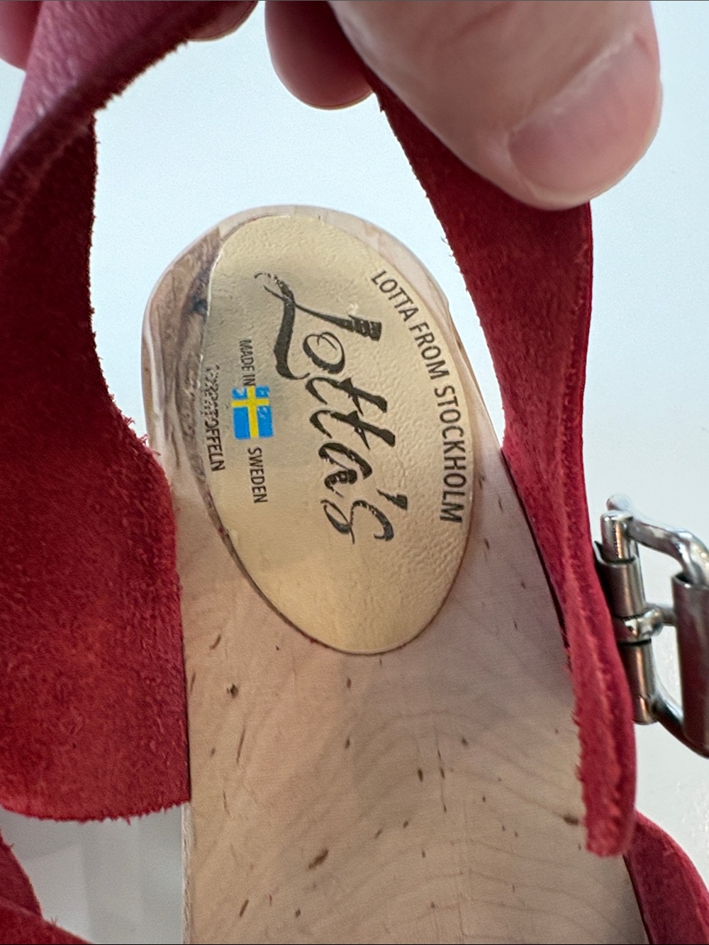 Lotta From Stockholm Red Leather Braided Open-Toe Sandals with Buckle - Picture 2 of 7